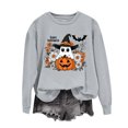 thumbnail image 4 of Women's Long Sleeve Crew Neck Sweatshirt Halloween Cute Ghost Pumpkin Graphic Relaxed Fit Casual Holiday Pullover Tops, 4 of 5