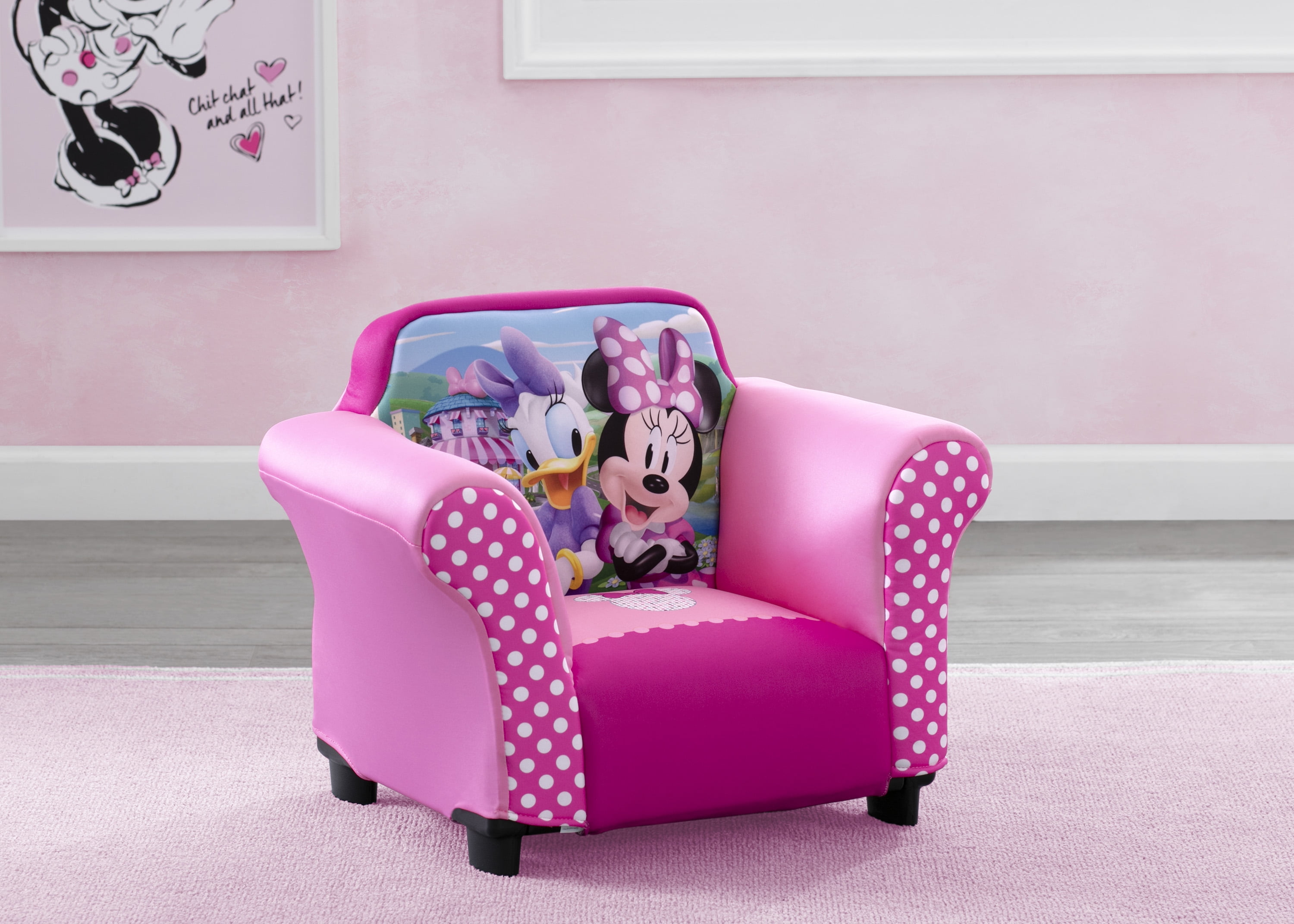 Delta Children Disney Minnie Mouse Kids Upholstered Chair with Sculpted  Plastic Frame
