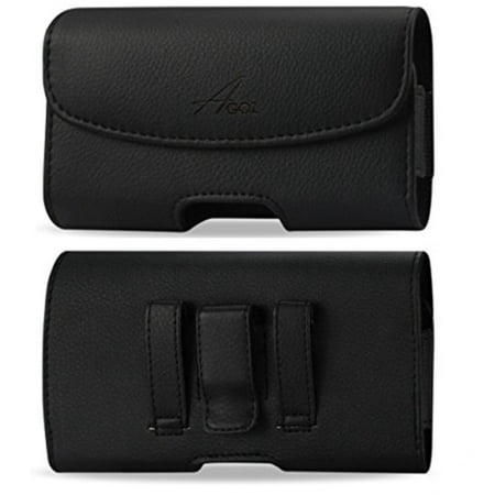 For Huawei Sensa LTE H710VL H715BL, Premium Leather AGOZ Pouch Case Holster with Belt Clip & Belt (Sensaphone 400 Best Price)