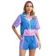 thumbnail image 5 of Haitryli Women's 80s Tracksuit Retro Outfits 2 Piece Zipper Front Jacket with Loose Shorts Blue L, 5 of 7