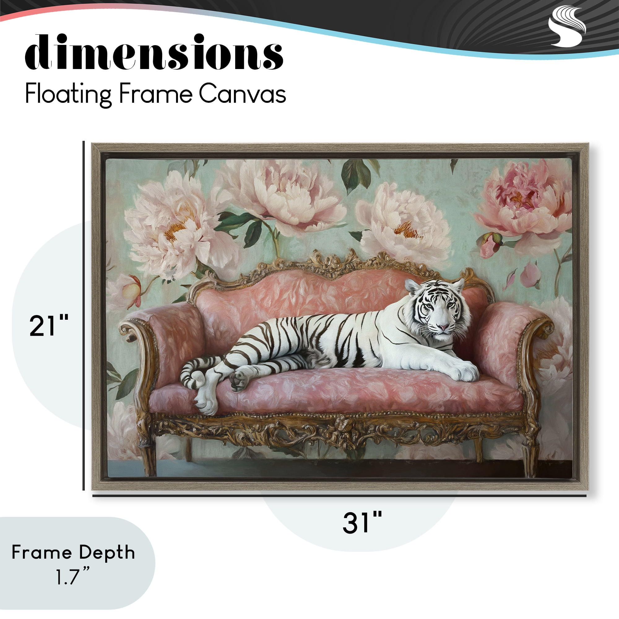 Stupell Industries Where The Tiger Dreams Brown Framed Floater Canvas Wall Art, design by Tina LeCour