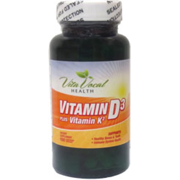 Vita Vocal Health Kosher Vitamin D3 Plus Vitamin K2 100 Vegetarian Capsules