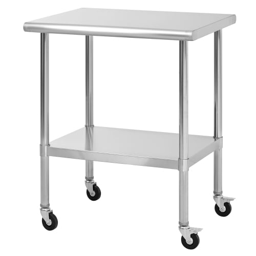 ZIVACATE Stainless Steel Table with Wheels, Stainless Table for Prep & Work, 24x30x36 Inch Commercial NSF Metal Table for Restaurant Kitchen Hotel Garage