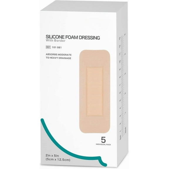 PUMIER Wound Dressing Sacrum Foam Bandages Silicone Adhesive Border 7.08"x7.08" Waterproof Sacral Pads Absorbent Breathable Bed Sore Pressure Dressing