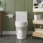 DeerValley 12 Rough-In White One Piece Toilet for Small Bathroom ,Ceramic Round Compact Toilet Dual Flush 1.1/1.6 GPF High Efficiency Water Saving Toilet Soft Close Seat Included