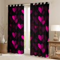 thumbnail image 2 of Erosebridal Pink and Black Curtains for Bedroom Living Room Heart Love Darkening Drapes 2 Panels,(42Wx84L) Decor Geometric 30%-50% Blackout Curtains, 2 of 4