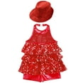 thumbnail image 4 of Alvivi Jazz Dance Dress for Kids Girls Sequin Tap Latin Dance Leotard Performance Costume and Hat Red 16, 4 of 5