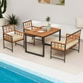 thumbnail image 4 of Costway 4-Piece Acacia Wood Metal Polyester Adjustable Dining Furniture Set Beige, 4 of 9