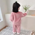 thumbnail image 4 of HNMKIU Boys Girls Flannel Clothes Long Sleeve Pants Winter Warm Soft Fuzzy Homewear Pajama Set for Children Kids 02_Pink,3-4 Years, 4 of 9