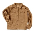 thumbnail image 4 of Womens Fall Coats And Jackets Fashion Women Corduroy Jacket Turn Down Collar Long Sleeve Pockets Button Up Coat Khaki XL, 4 of 5