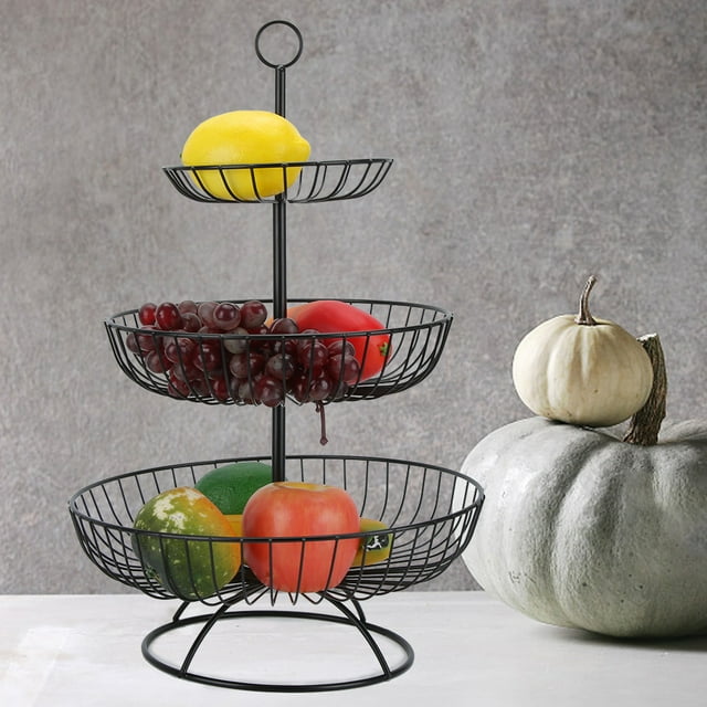 Fruit Tray, Durable Fruit Plate, 3-Tier Fruit Dish, Kitchen For Home Black