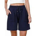 thumbnail image 2 of Women Sweat Shorts Summer Loose Athletic Short Drawstring Waist Lounge Running Shorts with Pockets Navy Blue S, 2 of 8
