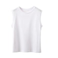 thumbnail image 3 of Asxite Tank Tops for Women Sleeveless Solid Color Soft Round Neck Ruffle Detail Casual Blouse, 3 of 5