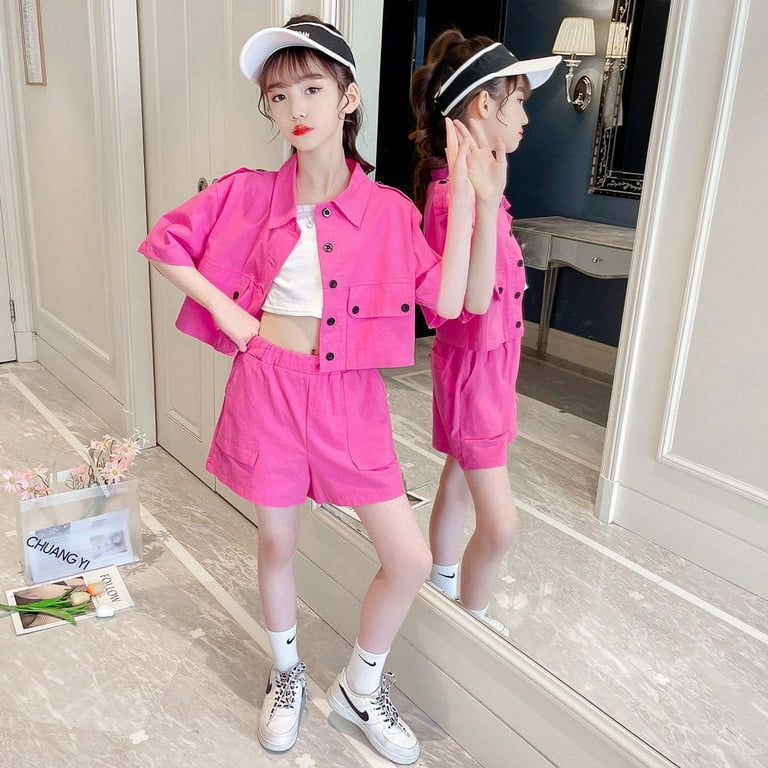 送料無料 通販 ファッション Set Clothing Girls Teen Short Two Jacket+Shorts Cargo Sleeve Girls