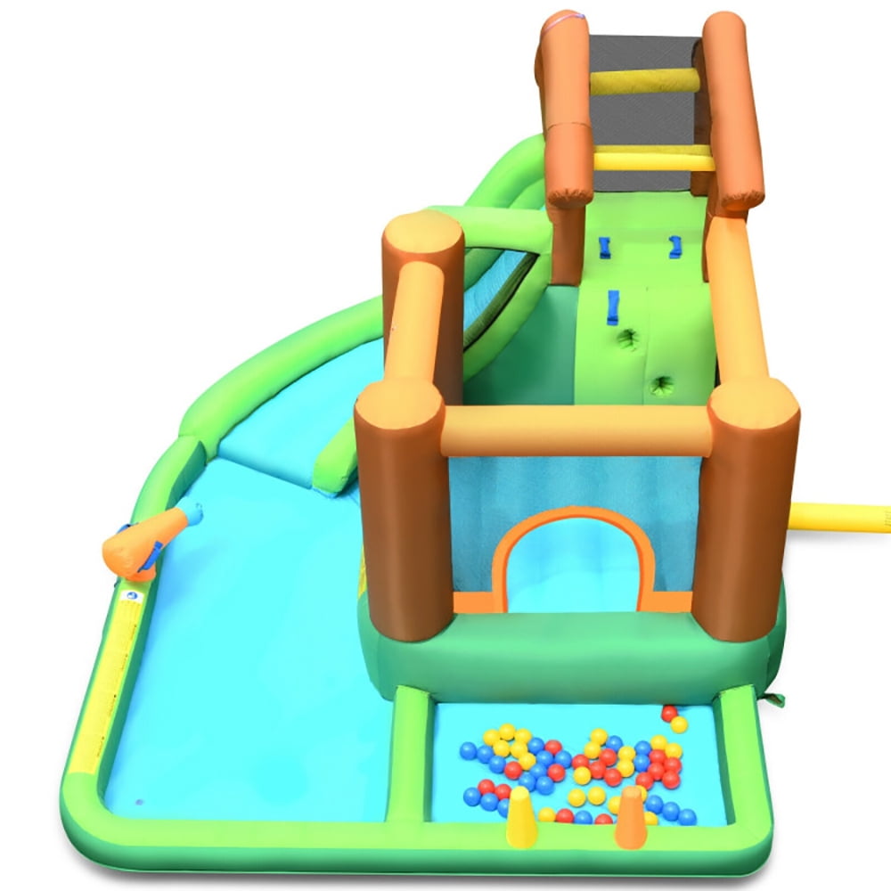 Aimee Lii Inflatable Waterslide Bounce House Climbing Wall without Blower, Playhouse for Kids Outdoor