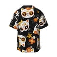 thumbnail image 2 of Disketp Men's Hawaiian Cat Skulls and Flowers Print Shirts Button Down Holiday Beach Shirts-X-Large, 2 of 7