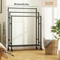 thumbnail image 4 of Towel Rack 3 Tier Free Standing Metal Towel Stand with Storage Shelf and Wheel for Extra Large Towel Blanket Drying (Black), 4 of 6