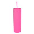 thumbnail image 1 of Double Layer Plastic Cup Frosted Rubber Paint Water Cup 16oz Straight Straw Cup, 1 of 3