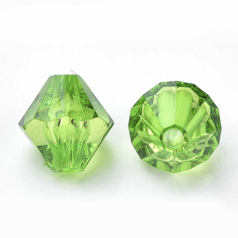 500 g Transparent Acrylic Beads Bicone Lime Green 4x4mm Hole: 1.2mm about 17000pcs/500g