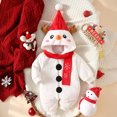 thumbnail image 2 of Baby Girl Boy Snowman Costumes Cute Hooded Long Sleeve Jumpsuit Baby Christmas Outfit, 2 of 9