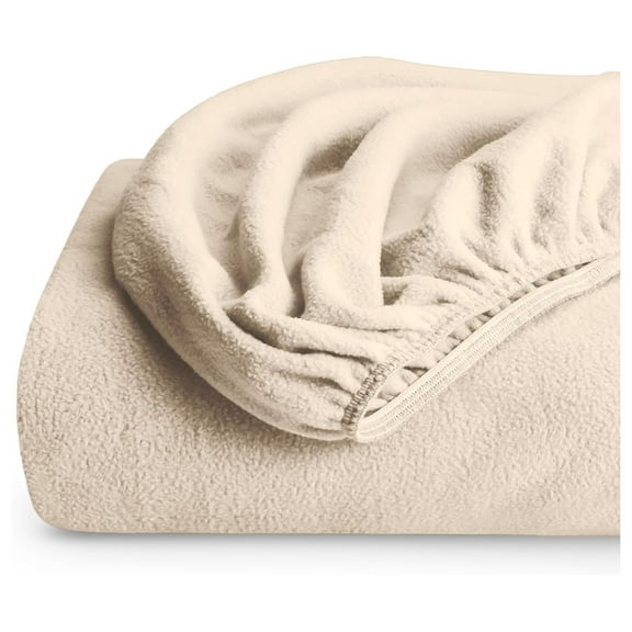 Super Soft Fleece Fitted Sheet - Twin Extra Long Size - Extra Plush Polar Fleece, No-Pilling - Deep Pocket - All Season Cozy Warmth (Twin XL, Sand)