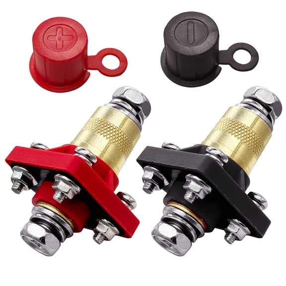 M8 to Top Post Battery Bulkhead Connectors, Ampper 300A Feed-Thru Terminal Battery Jump Post Kit From M8 Thru Panel to Standard Top Post Battery Terminal Adapters (1 Pair)