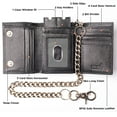 thumbnail image 2 of Black Leather Wallet Multi Card Slots Trifold RFID Wallets for Men Motorcycle Wallet with Chain, 2 of 4
