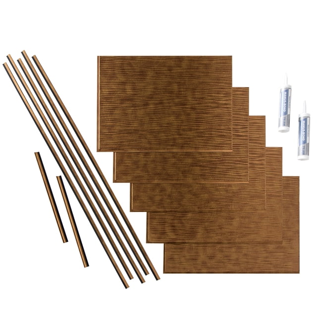 FASÄDE Ripple Decorative Vinyl Backsplash 15 sq ft Kit in Antique Bronze