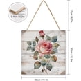 thumbnail image 2 of Zomyto 12x12 In Square Hanging Wood Sign Rose Theme Wall Art, 2 of 8