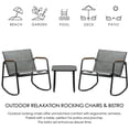 thumbnail image 5 of Kozyard 3 Piece Rocking Chair Set, Outdoor Rocking Bistro Set with Wooden Armrests, Outdoor Patio Furniture Set with Glass Table for Lawn, Porch, Yard, Garden, Balcony, Poolside(Gray), 5 of 7