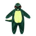 thumbnail image 6 of Ruyang Kids Plush Hooded Jumpsuit Dinosaur Button Down Long Sleeve Jumpsuits with 3D Spiked Tail Animal Theme Party Clothes for Boys Girls, 6 of 9