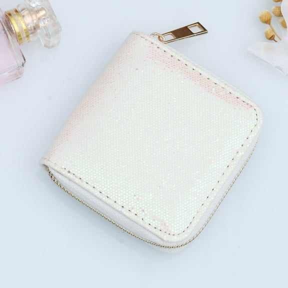 Niceauty Change Purse for Women Coin Purse White Polyester 1Pack