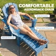 thumbnail image 4 of Outsunny Folding Adirondack Chair Set of 2, HDPE Fire Pit Chair with Retractable Ottoman, Cup Holder and Large Seat for Deck, Garden, Backyard, Blue, 4 of 9