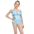 thumbnail image 6 of Penkiiy Toddler Kids Baby Girls Summer Small Ruffle Color Sling One-piece SwimsuitGirls Bikini Swimsuits 4-16 On Sale Light blue 10-12 Years, 6 of 9