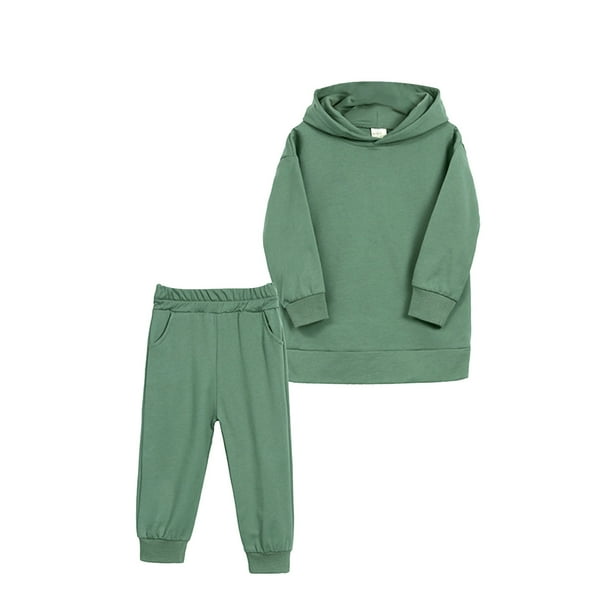 Conjunto Gibobby niña Otoño Invierno algodón Sólido Manga larga con capucha pantalones 4-5 años