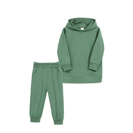 

GWAABD Toddler Boy Clothing Set Kids Toddler Baby Girls Boys Autumn Winter Solid Cotton Long Sleeve Hooded Hoodie Pants Set Clothes