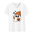 thumbnail image 5 of mgoYE Women's Halloween Shirts Cute Ghost with Coffee Pumpkin Graphic Casual Halloween Tee Autumn Thanksgiving Tops Women T Shirt S, 5 of 5