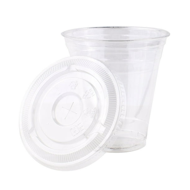 Green Direct Disposable Plastic Clear Cups With Flat Lids For Cold Drink  Bubble Boba Iced Coffee Tea Smoothie Pack Of 100