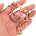 thumbnail image 3 of Llaveros con diseño de flamenco rosa, llaveros con diamantes de imitación, colgantes, llaveros de moda, adornos artesanales para colgar, regalo, 3 of 8
