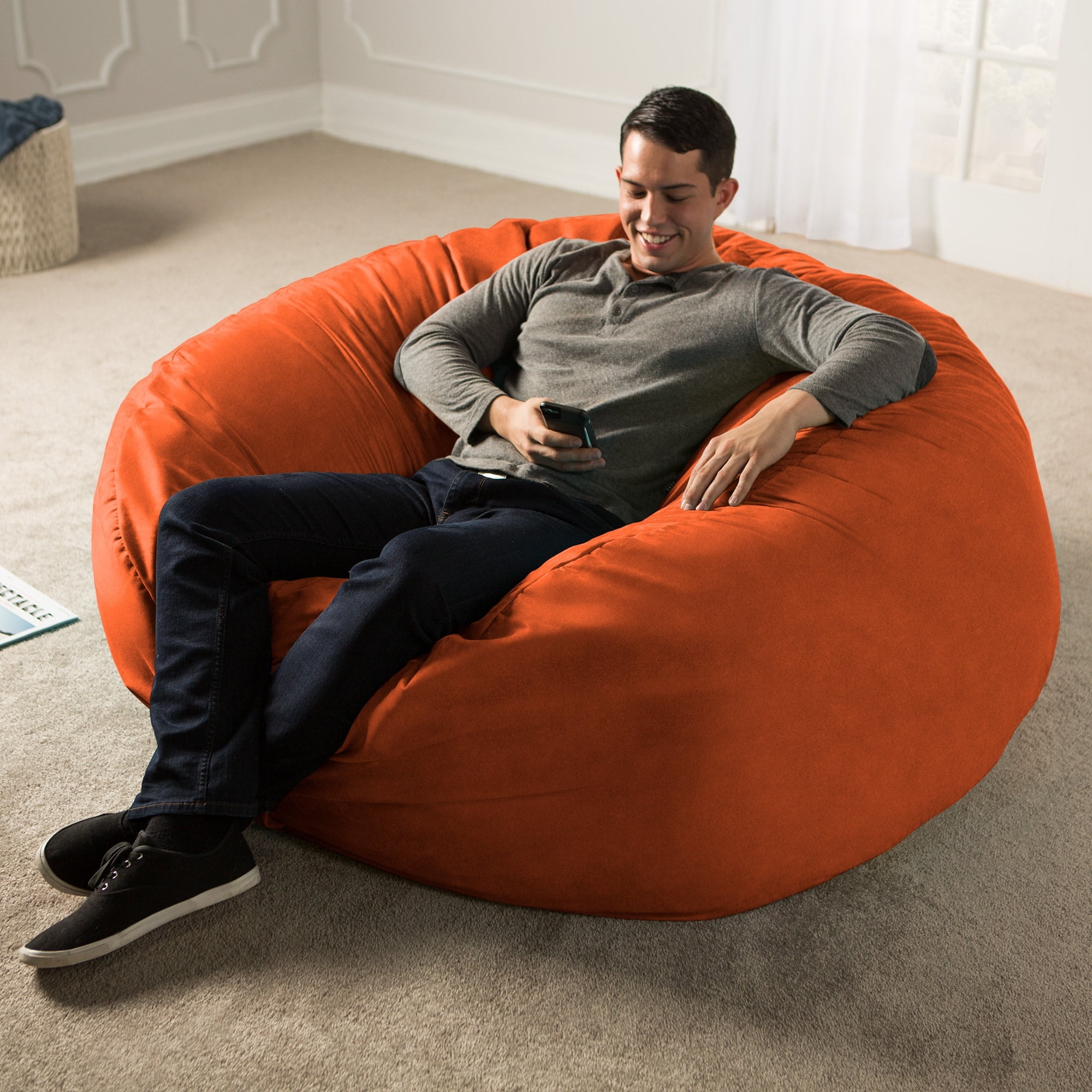 Jaxx 5 Foot Saxx Big Bean Bag Chair for Adults, Mandarin
