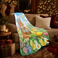 thumbnail image 3 of Whimsical Easter Bunny Colorful Eggs Duckling Spring Garden, Playful Woodland Scene, Warm Flannel Blanket for Sunroom and Reading Nook, Wildlife Lovers Easter Gift, Festive Home Decor, 3 of 9