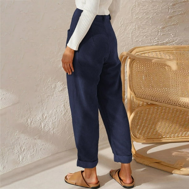 WILLBEST Pantalones Casuales de Pana para Mujer, de Pierna Recta, con Bolsillos para Una Comodidad Elegante. Chica