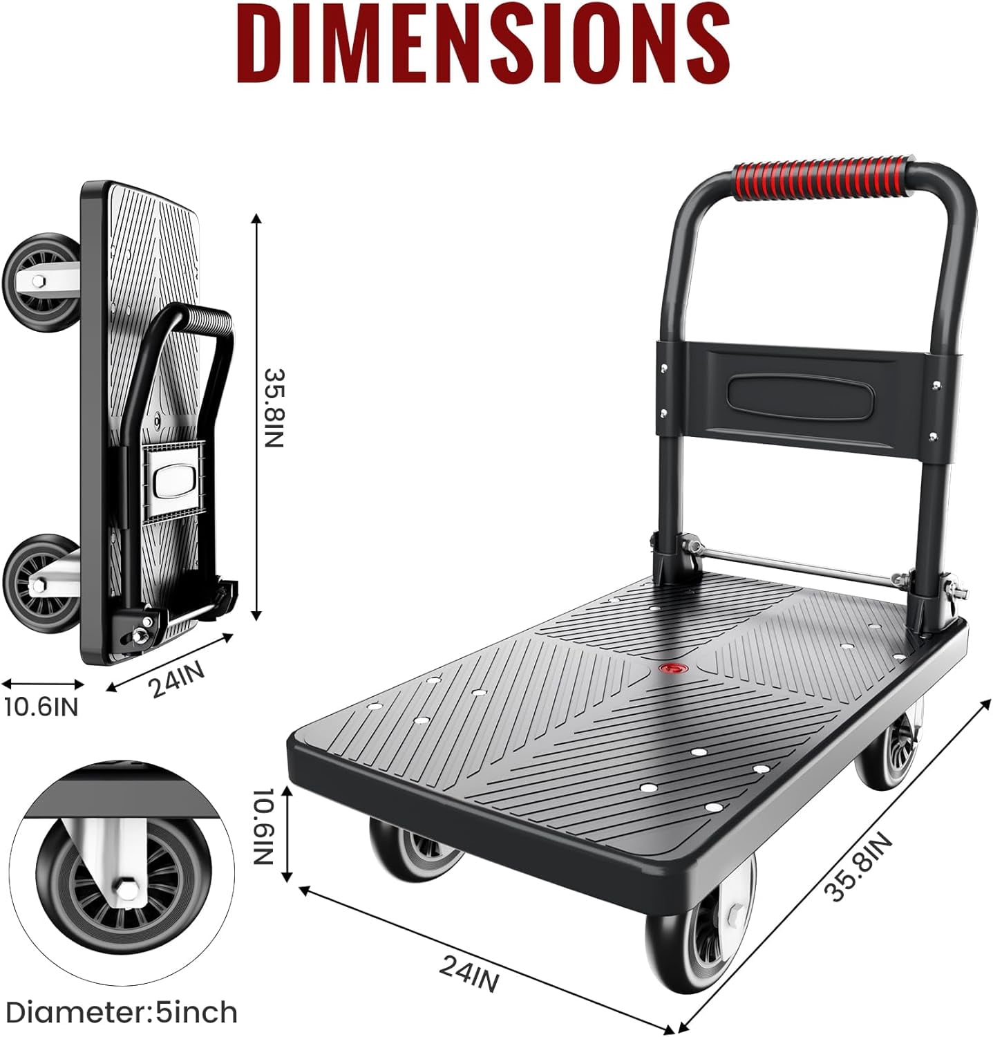 Hand Truck Upgraded Foldable Push Cart Dolly,560 Lbs. Capacity Moving Foldable House