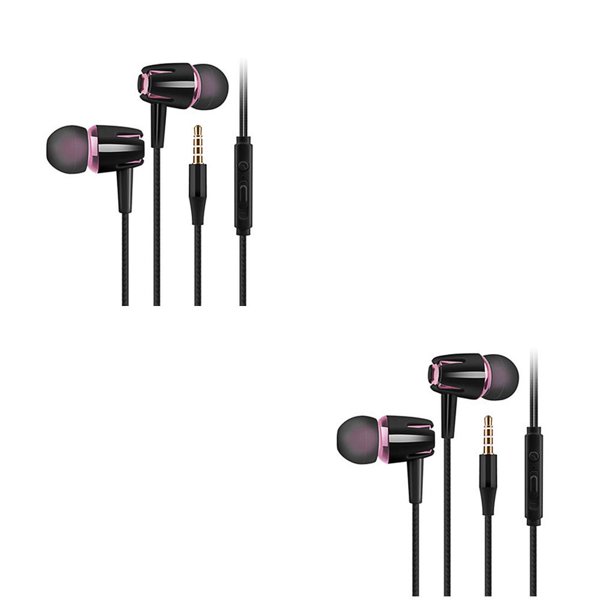 Matsuzay Auricular con cable In-Ear Reducción de ruido Reproducción de música portátil Video Teléfono inteligente Auriculares para negro + rosa 2Conjunto