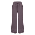 thumbnail image 5 of Bovemsi Casual Pants for Women Summer 2025 New Women's Loose Fitting Patchwork Lace Cotton Linen Casual Wide Leg Trousers with Pockets, 5 of 5