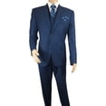 thumbnail image 3 of Mens Vitali Three Piece Suit Vested Sheen Sharkskin Business M3090 Ink blue, 3 of 10