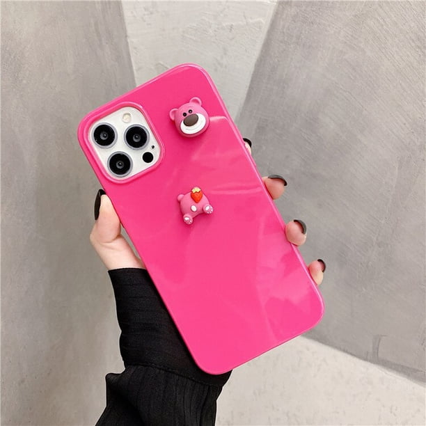Funda de teléfono para niñas, bonita funda de teléfono con dibujos animados de oso de fresa para Iphone 14 Pro 13 Pro 12 zhangyuxiang LED