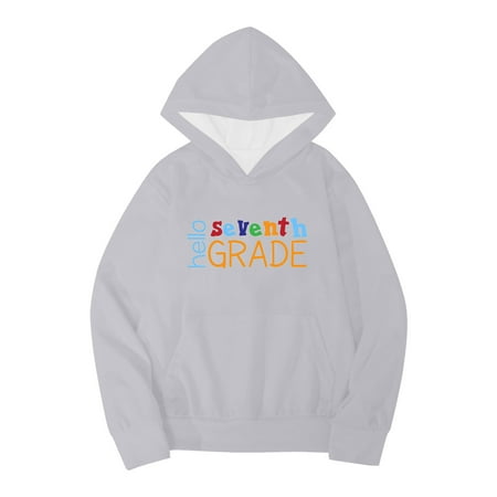 

Xijirk Kids Boys Girls Autumn WInter School Season Seventh Grade Letter Printed Long Sleeve Hoodie Warm and Comfortable Tops -Grey-4-5 Years