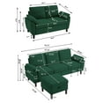 thumbnail image 4 of Soscana Living Room Furniture 2 Piece Set,Sectional Sofa Couch with Storage Ottoman and Double Seater Loveseat,Green, 4 of 9