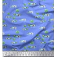 thumbnail image 1 of Soimoi Blue Moss Georgette Fabric Tree & Rhinoceros Animal Print Fabric by the Yard 42 Inch Wide, 1 of 5